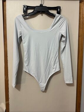 Light Blue Long Sleeve Scoop Neck Bodysuit